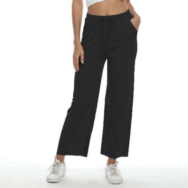 summer black wide leg pants female high waist casual pants ankle-length capris for women fashion pockets stacked leggings, Black;white
summer black wide leg pants female high waist casual pants ankle-length capris for women fashion pockets stacked leggings, Black;white