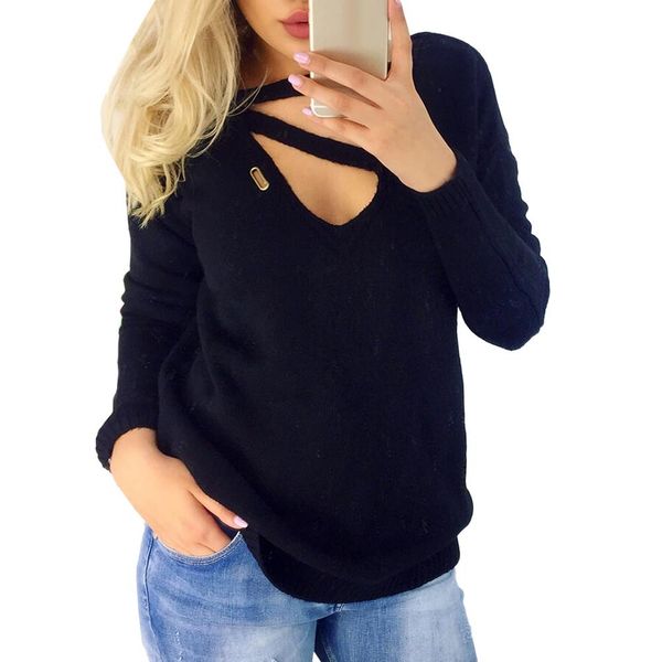 fshion women sweaters solid color winter knitted sweater women strappy v neck long sleeve jumper sweater for female, White;black
fshion women sweaters solid color winter knitted sweater women strappy v neck long sleeve jumper sweater for female, White;black