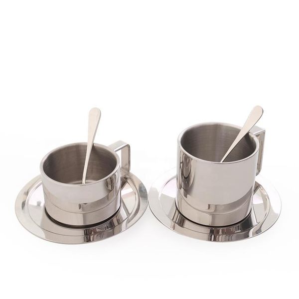 insulated coffee cup set - stainless steel double walled espresso cups latte cappuccino tea cup with saucer and spoon
insulated coffee cup set - stainless steel double walled espresso cups latte cappuccino tea cup with saucer and spoon