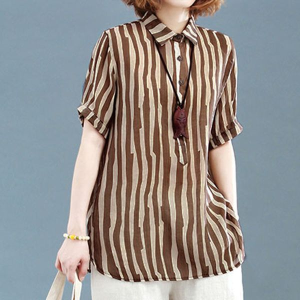 2020 summer short sleeve blouse zanzea vintage lapel striped work shirts women casual tunic chemise female blusas plus size, White
2020 summer short sleeve blouse zanzea vintage lapel striped work shirts women casual tunic chemise female blusas plus size, White