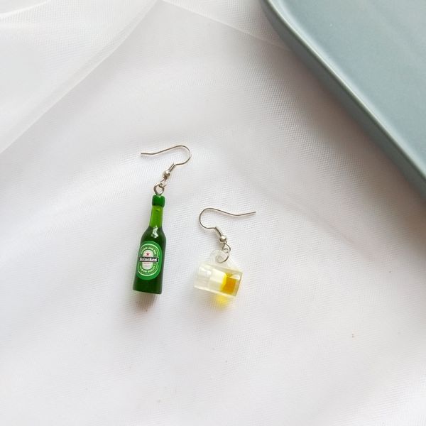 new drop earring for women cool mini beer bottle wine glass asymmetric art fan resin earrings, Silver
new drop earring for women cool mini beer bottle wine glass asymmetric art fan resin earrings, Silver