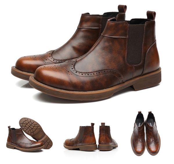 men winter boots genuine leather fashion shoes classic british belt buckle ladies splicing martin boots, Black 
men winter boots genuine leather fashion shoes classic british belt buckle ladies splicing martin boots, Black