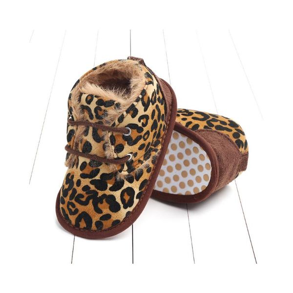 Winter Infants Shoes Plush Sneaker Walking Soft-soled Non-slip Leopard Zipper Birthday Gift Shoes