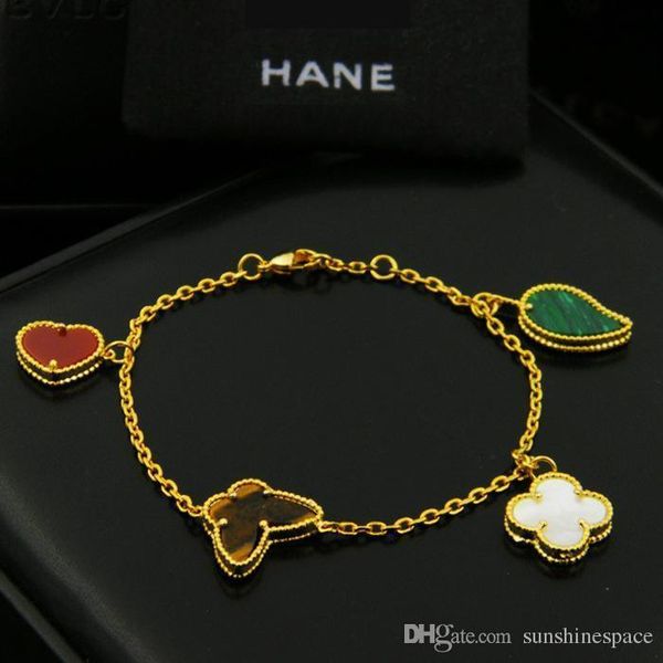 new 18k gold plated four leaf clover flower butterfly women charm bracelet for gift, Golden;silver
new 18k gold plated four leaf clover flower butterfly women charm bracelet for gift, Golden;silver