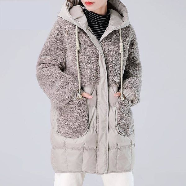 women winter coat 2019 lamb hair short down jacket loose slim fur patchwork glossy cotton coat 1111-105, Black 
women winter coat 2019 lamb hair short down jacket loose slim fur patchwork glossy cotton coat 1111-105, Black