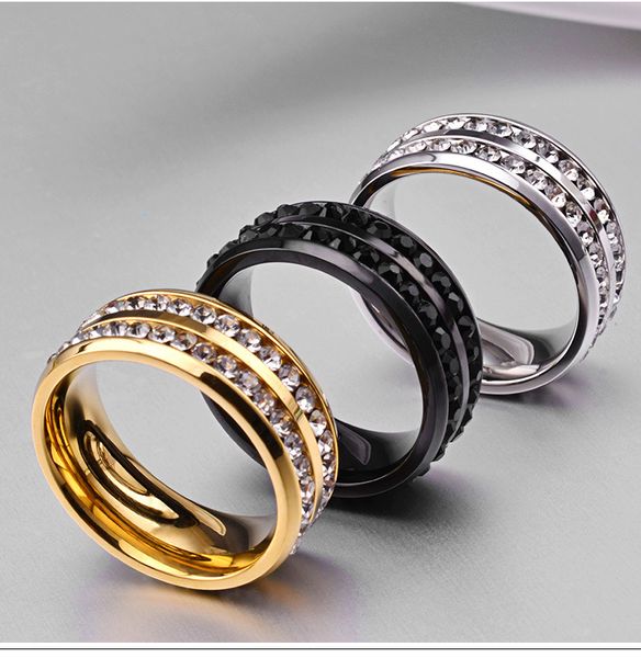 fashion 316l stainless steel jewelry 3 colors diamond rings two rows rhinestones titanium steel men's wedding band mens rings, Silver
fashion 316l stainless steel jewelry 3 colors diamond rings two rows rhinestones titanium steel men's wedding band mens rings, Silver