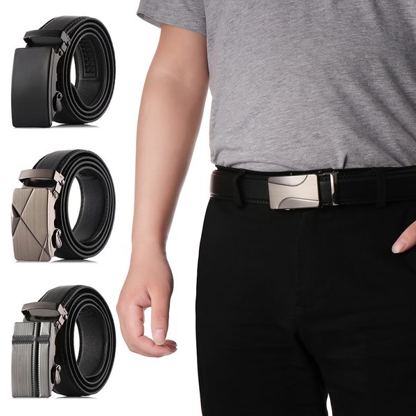 1 pc new fashion men automatic smooth buckle leather belts waist ratchet waistband metal comfort belts, Black;brown
1 pc new fashion men automatic smooth buckle leather belts waist ratchet waistband metal comfort belts, Black;brown