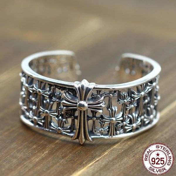 100% s925 sterling silver men's bracelet personality fashion retro punk style domineering cross shape to send a gift of love, Black
100% s925 sterling silver men's bracelet personality fashion retro punk style domineering cross shape to send a gift of love, Black
