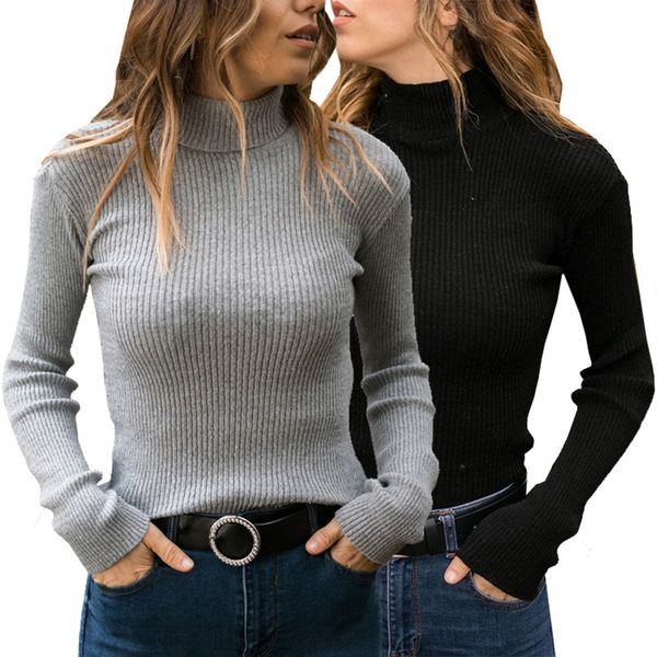 autumn fall women sweater slim soft long sleeve high neck knit pullover slim stretch turtleneck sweaters casual pullovers, White;black
autumn fall women sweater slim soft long sleeve high neck knit pullover slim stretch turtleneck sweaters casual pullovers, White;black