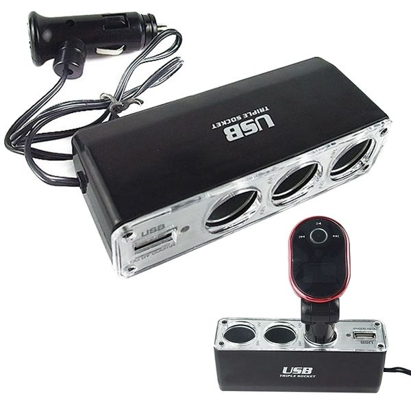 3 way multi socket auto car cigarette lighter splitter usb plug adapter charger dc 12v/24v output triple adapter with usb port
3 way multi socket auto car cigarette lighter splitter usb plug adapter charger dc 12v/24v output triple adapter with usb port