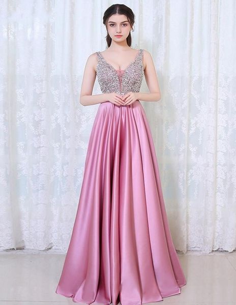 high-end fashion v-neck formal evening dresses pink elastic silk halter handmade beaded long party dance dresses, Black;red
high-end fashion v-neck formal evening dresses pink elastic silk halter handmade beaded long party dance dresses, Black;red