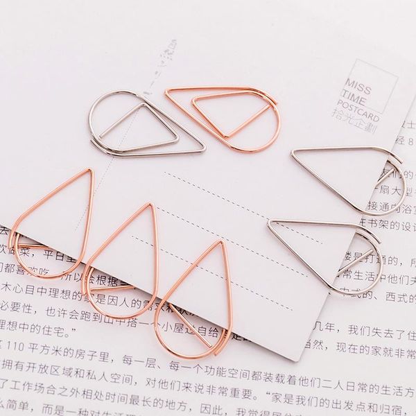 Gold Silver Color Funny Kawaii Bookmark Office School Stationery Marking Clips 10 Pieces/lot Portable Plastic Drop Shaped Paper Clips Dh0435