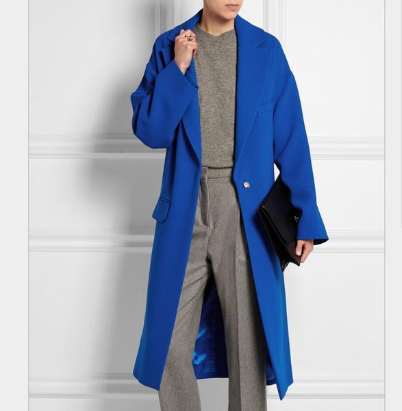 women's wool & blends european style 2021 autumn winter fashion women simple notched lapel pockets long woolen coat with belt, Black
women's wool & blends european style 2021 autumn winter fashion women simple notched lapel pockets long woolen coat with belt, Black