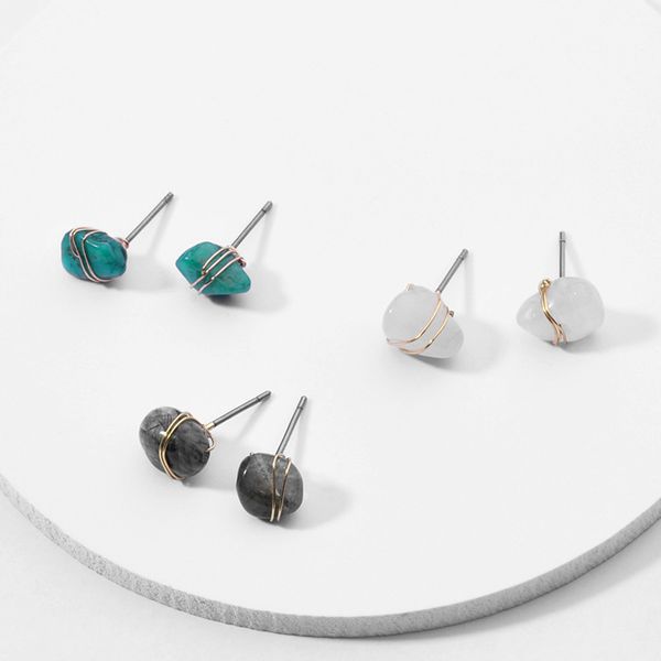 nature stone mini stud earrings copper wire wrapped frameless fashion jewelry, Golden;silver
nature stone mini stud earrings copper wire wrapped frameless fashion jewelry, Golden;silver