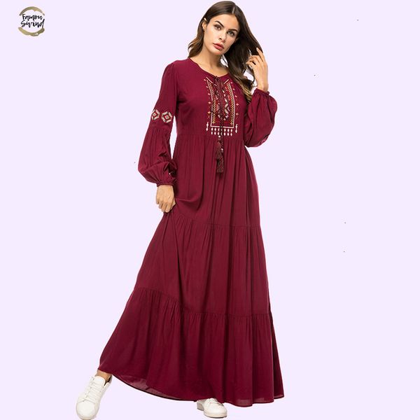 vintage ethnic geometric embroidery women long dress 2019 casual maxi dresses long sleeve draped swing burgundy, Black;gray
vintage ethnic geometric embroidery women long dress 2019 casual maxi dresses long sleeve draped swing burgundy, Black;gray