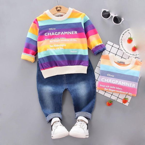 autumn baby boy clothes sets newborn outfit rainbow letter stripe shirt jeans denim pants 2piece kit dropshipping vetement, White
autumn baby boy clothes sets newborn outfit rainbow letter stripe shirt jeans denim pants 2piece kit dropshipping vetement, White