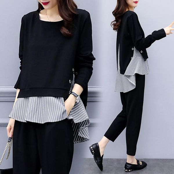 plus size xl-5xl two piece sets womens outfits black elegance korean stitching stripe lady office wear pants suit clothes, White
plus size xl-5xl two piece sets womens outfits black elegance korean stitching stripe lady office wear pants suit clothes, White