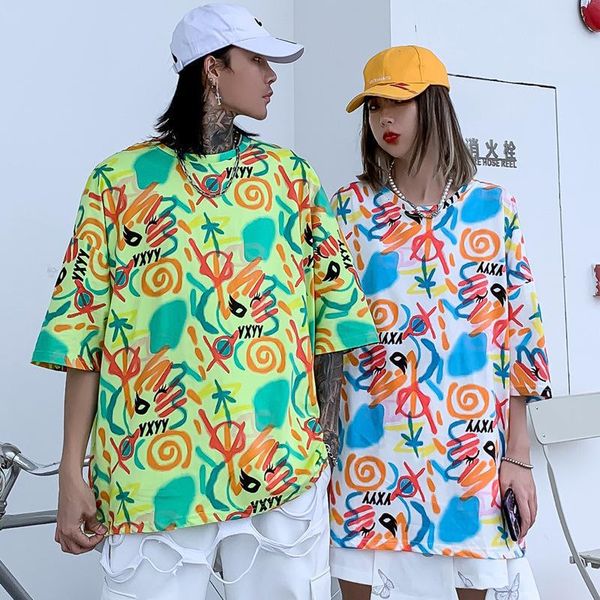 summer men's short-sleeved personality graffiti couple t-shirt tide harajuku style loose street style hip-hop casual t-shirt, White;black
summer men's short-sleeved personality graffiti couple t-shirt tide harajuku style loose street style hip-hop casual t-shirt, White;black