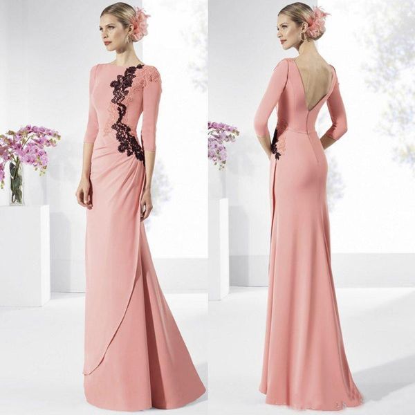 modest lace appliqued mother of the bride dresses jewel neck long sleeves backless wedding guest dress floor length plus size formal gowns, Black;red
modest lace appliqued mother of the bride dresses jewel neck long sleeves backless wedding guest dress floor length plus size formal gowns, Black;red