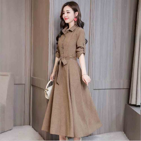 2019 autumn new shirt dress korean version of the waist was and thin in the long skirt, Black;gray
2019 autumn new shirt dress korean version of the waist was and thin in the long skirt, Black;gray