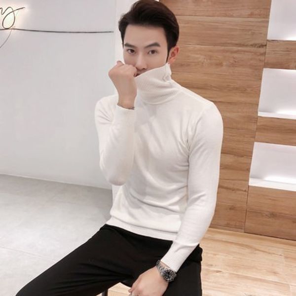 2019 autumn new men's turtleneck sweaters male black gray slim fit knitted pullovers solid color casual sweaters knitwear, White;black
2019 autumn new men's turtleneck sweaters male black gray slim fit knitted pullovers solid color casual sweaters knitwear, White;black
