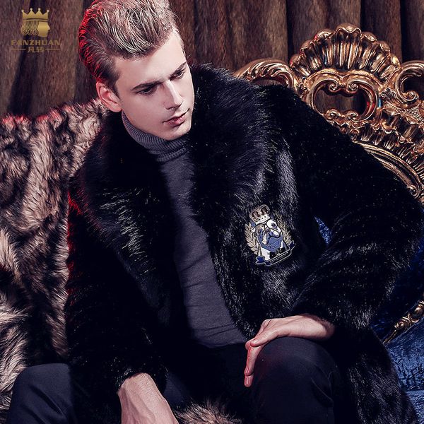 fanzhuan new male men's 2017 man fashion casual zipper single-breasted black long large fur collar coat 710153
fanzhuan new male men's 2017 man fashion casual zipper single-breasted black long large fur collar coat 710153