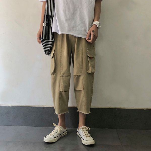 2019 summer new korean version of the seven points loose tooling men's big pocket street simple harajuku casual pants hip hop, Black
2019 summer new korean version of the seven points loose tooling men's big pocket street simple harajuku casual pants hip hop, Black