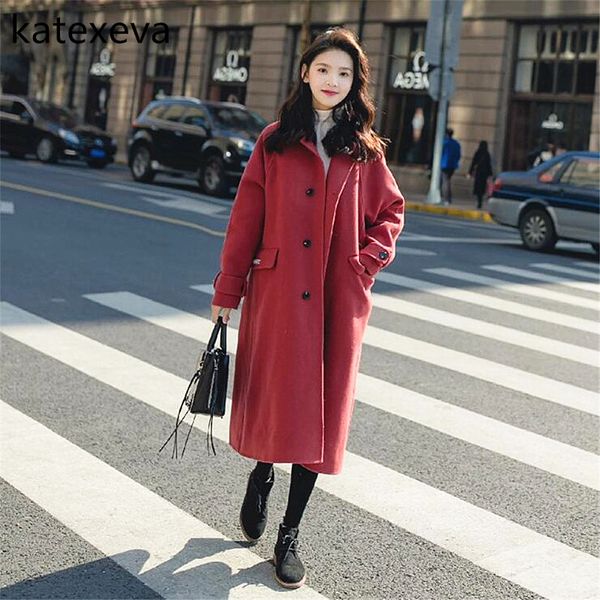 katexeva 2018 winter korean version of the new lapel single breasted woolen coat female temperament commuter loose woolen coat, Black
katexeva 2018 winter korean version of the new lapel single breasted woolen coat female temperament commuter loose woolen coat, Black