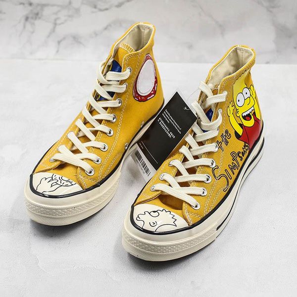 new cute designer simpson x convas 1970s hi donuts hand-painted limited figurines casual sneaker men women high yellow sports shoes, Black
new cute designer simpson x convas 1970s hi donuts hand-painted limited figurines casual sneaker men women high yellow sports shoes, Black