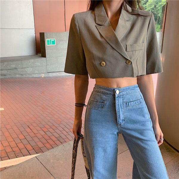 2020 women's blazer short sleeve blazers solid one button coat slim office lady jacket female suit blazer femme jackets, White;black
2020 women's blazer short sleeve blazers solid one button coat slim office lady jacket female suit blazer femme jackets, White;black