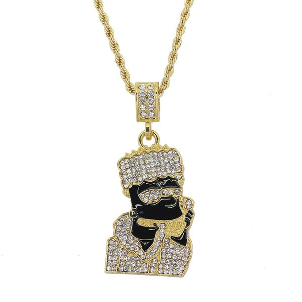 hip hop cartoon black boy diamonds pendant necklaces for men alloy rhinestone on the phone luxury necklace stainless steel cuban chain, Silver
hip hop cartoon black boy diamonds pendant necklaces for men alloy rhinestone on the phone luxury necklace stainless steel cuban chain, Silver
