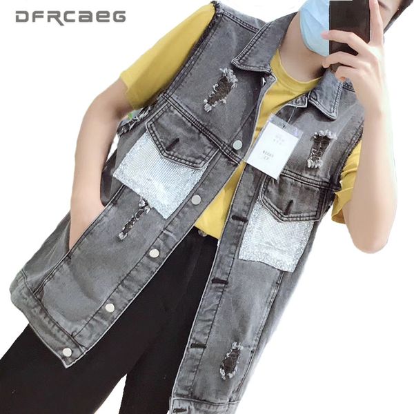 patchwork sequin women denim vest 2020 summer vintage loose ripped hole jean waistcoat streetwear sleeveless jackets jeans, Black;white
patchwork sequin women denim vest 2020 summer vintage loose ripped hole jean waistcoat streetwear sleeveless jackets jeans, Black;white