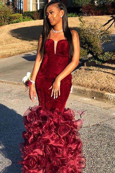 2019 maroon prom dresses sleeveless dresses sweep train mermaid appliqued evening party dresses custom made bc1189, Black
2019 maroon prom dresses sleeveless dresses sweep train mermaid appliqued evening party dresses custom made bc1189, Black
