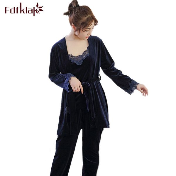 fdfklak fashion pajamas for women long sleeve winter pajama set 3 piece sleepwear sets v-neck ladies pijama pyjama femme, Black;red
fdfklak fashion pajamas for women long sleeve winter pajama set 3 piece sleepwear sets v-neck ladies pijama pyjama femme, Black;red
