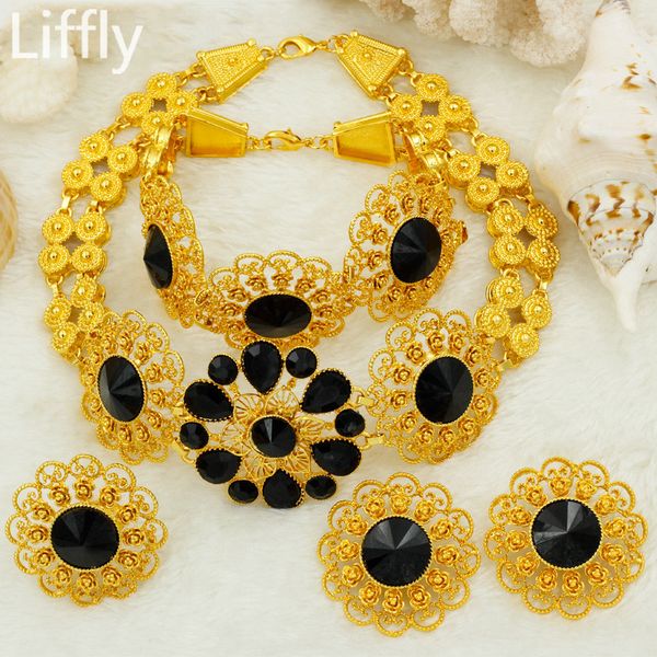 bridal jewelry set nigerian wedding dubai gold jewelry sets for women african big flowers necklace earrings jewellery, Black
bridal jewelry set nigerian wedding dubai gold jewelry sets for women african big flowers necklace earrings jewellery, Black