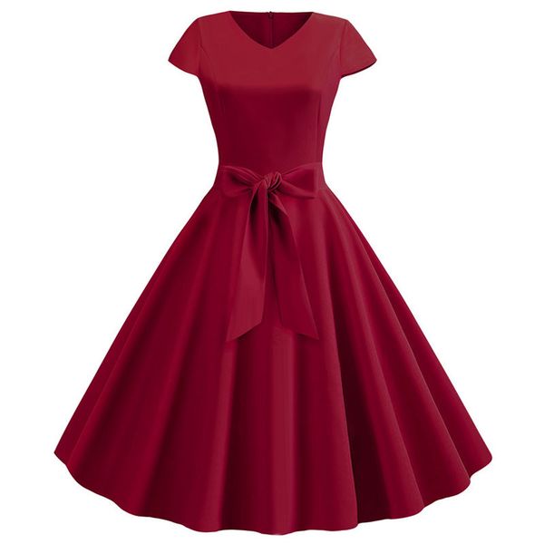 women summer vintage dress with belt short sleeve v neck elegant retro robe rockabilly swing pinup party office dresses vestidos, Black;gray
women summer vintage dress with belt short sleeve v neck elegant retro robe rockabilly swing pinup party office dresses vestidos, Black;gray