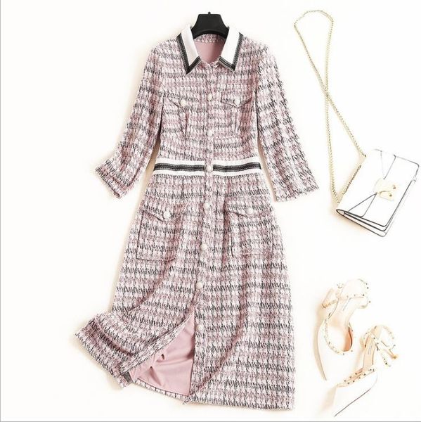 european and american women's autumn winter 2019 new style three-quarter sleeve patchwork lapel fashionable tweed dress, Black;gray
european and american women's autumn winter 2019 new style three-quarter sleeve patchwork lapel fashionable tweed dress, Black;gray