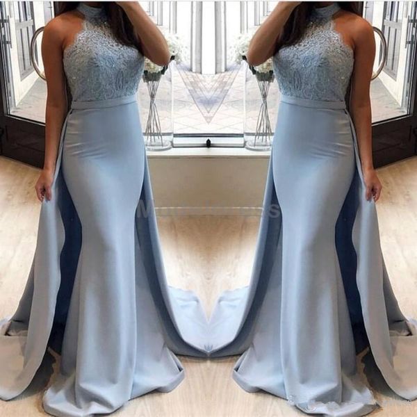 2019 new arabic light sky blue mermaid evening dresses halter open back appliques formal evening party gowns plus size customized, Black;red
2019 new arabic light sky blue mermaid evening dresses halter open back appliques formal evening party gowns plus size customized, Black;red
