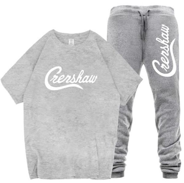 crenshaw mens tracksuits solid color t shirts pants suits 2pcs clothing sets teenager sports suits, Gray
crenshaw mens tracksuits solid color t shirts pants suits 2pcs clothing sets teenager sports suits, Gray