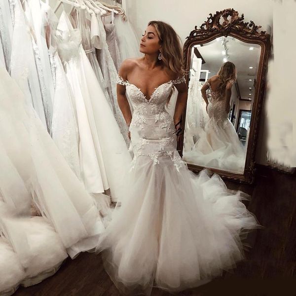 charming mermaid wedding dresses off shoulder backless illusion appliques country bridal gowns castle chapel vestidoe de noiva custom, White
charming mermaid wedding dresses off shoulder backless illusion appliques country bridal gowns castle chapel vestidoe de noiva custom, White