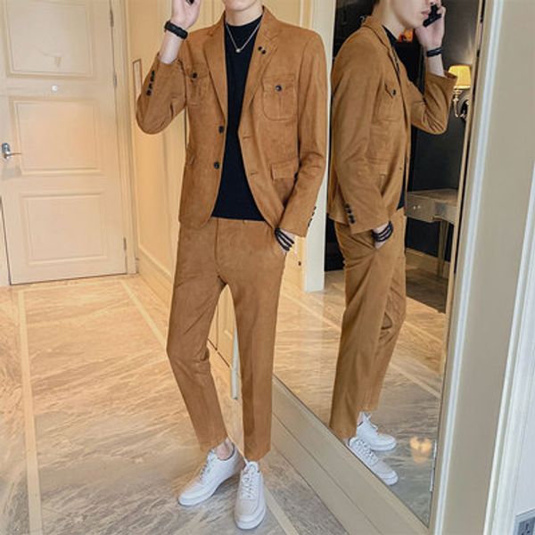 deerskin suit men's suit korean version of the trend of the british wind casual small male handsome wild jacket, White;black
deerskin suit men's suit korean version of the trend of the british wind casual small male handsome wild jacket, White;black