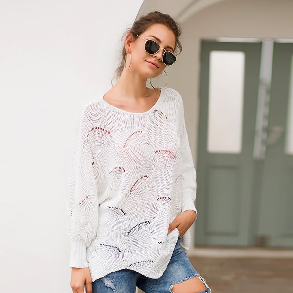casual ladies round neck hollow outer sweater women autumn and winter oversized sweater lantern sleeve jumpers, White;black
casual ladies round neck hollow outer sweater women autumn and winter oversized sweater lantern sleeve jumpers, White;black