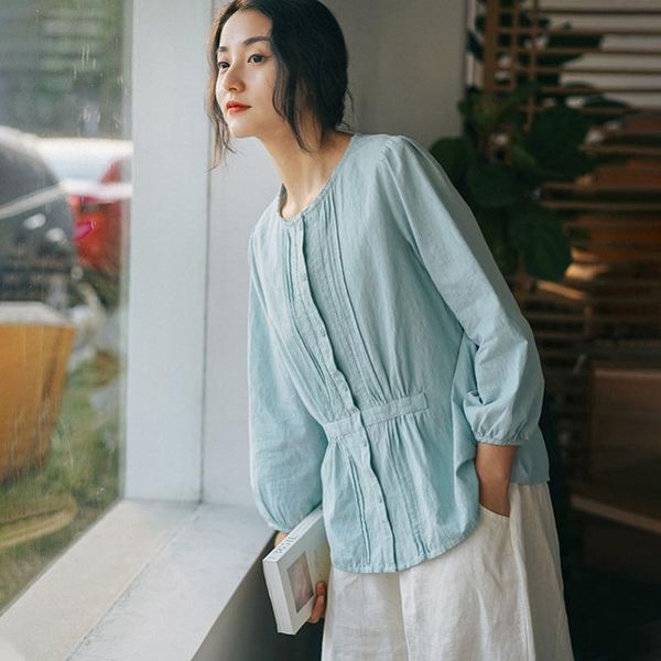 fairy natural women vintage cotton shirts and blouses button 2020 spring autumn long sleeve casual korean style o-neck, White
fairy natural women vintage cotton shirts and blouses button 2020 spring autumn long sleeve casual korean style o-neck, White