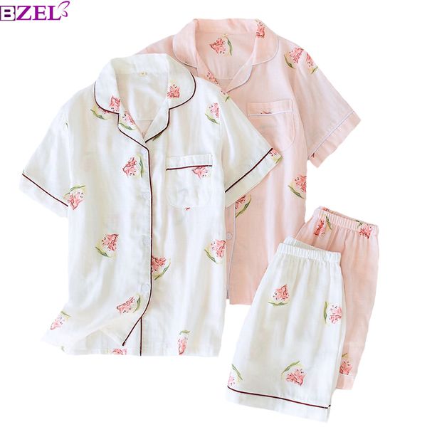 2019 new summer ladies 100% gauze cotton floral printed pajama set thin 2 piece set short-sleeve+shorts household wear sleepwear, Blue;gray
2019 new summer ladies 100% gauze cotton floral printed pajama set thin 2 piece set short-sleeve+shorts household wear sleepwear, Blue;gray