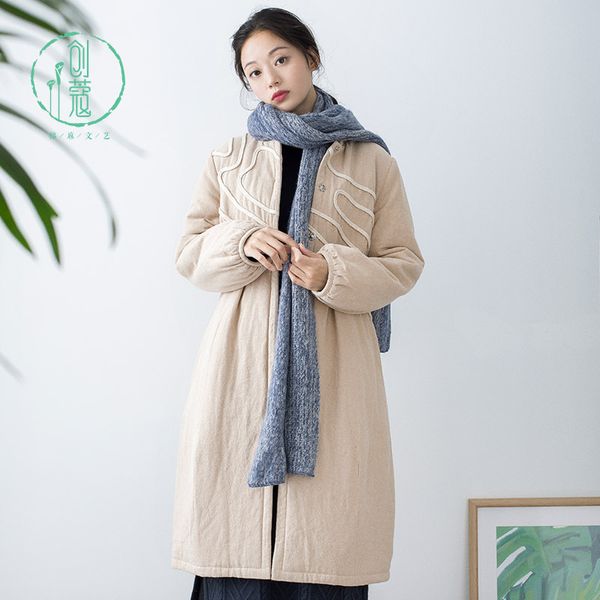 new style origional artistic cotton coat 2019 winter new style women's dress chinese retro mid-length cotton-padded clothe, Blue;black
new style origional artistic cotton coat 2019 winter new style women's dress chinese retro mid-length cotton-padded clothe, Blue;black