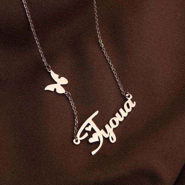 2020 new fashion custom stainless steel name necklace with butterfly for women personalized letter gold choker necklace bff gift, Silver
2020 new fashion custom stainless steel name necklace with butterfly for women personalized letter gold choker necklace bff gift, Silver