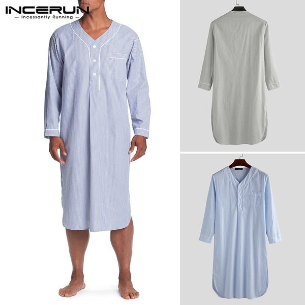 incerun 2020 men striped sleep robes v neck button long sleeve leisure bathrobes comfy pajamas mens nightgown homewear plus size, Black;brown
incerun 2020 men striped sleep robes v neck button long sleeve leisure bathrobes comfy pajamas mens nightgown homewear plus size, Black;brown
