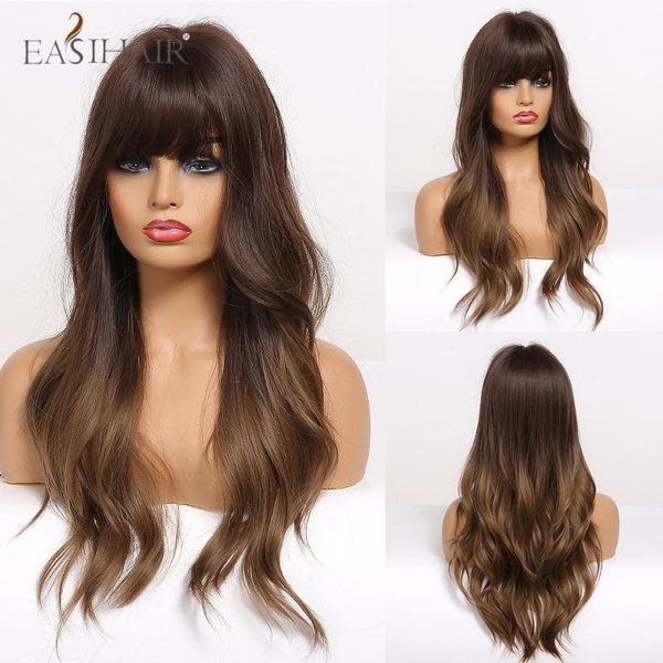 easiahir women synthetic wigs ombre dark brown long wavy wigs with bangs cosplay heat resistant for women african american, Black
easiahir women synthetic wigs ombre dark brown long wavy wigs with bangs cosplay heat resistant for women african american, Black