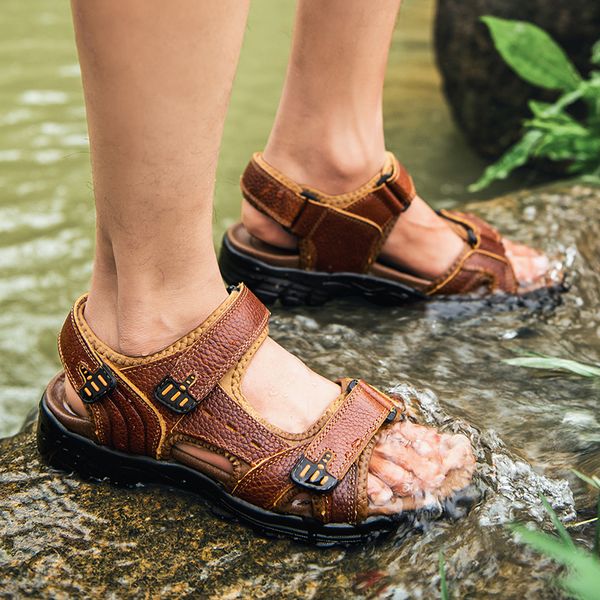 comfortable men sandals summer shoes men beach causal genuine leather outdoor shoes zapatos hombre, Black
comfortable men sandals summer shoes men beach causal genuine leather outdoor shoes zapatos hombre, Black