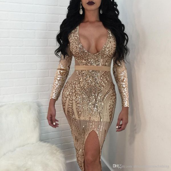 sequins split womens bodycon dress lace deep v neck long sleeve club party dresses womens clothing, White;black
sequins split womens bodycon dress lace deep v neck long sleeve club party dresses womens clothing, White;black